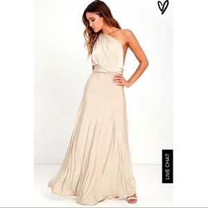 Lulu’s Trick of The Trade Gold Maxi Dress